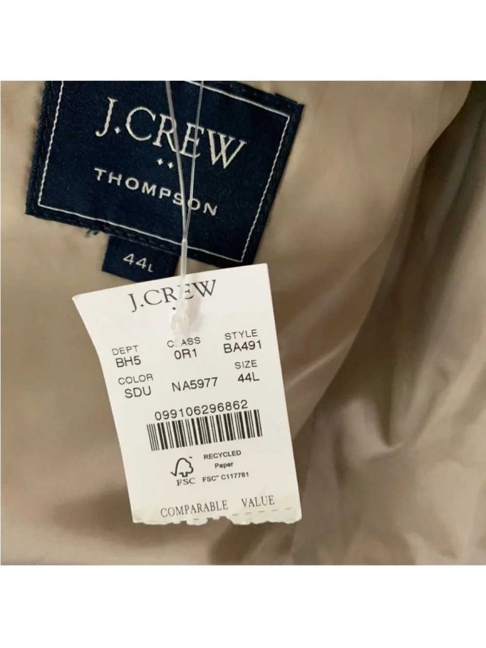 J Crew Blazer 44L Thompson Tan